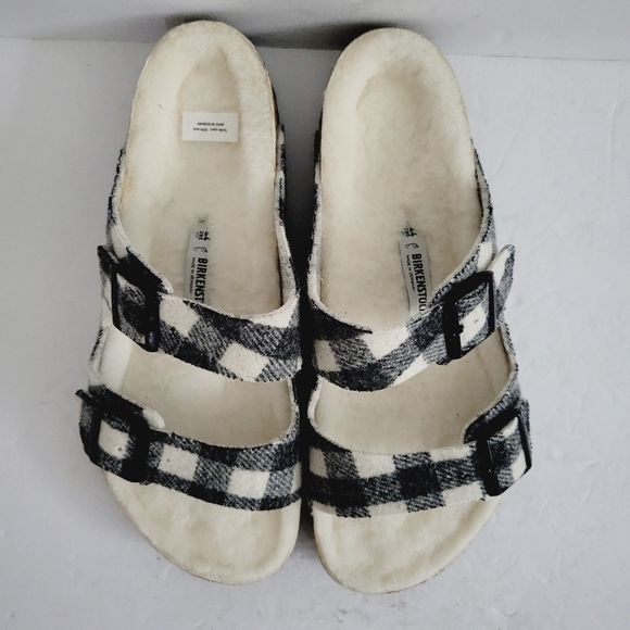 New Birkenstock Men\'s Arizona Rivet Shearling Sandal Plaid Wool ,Size 11 - 11,5 main image 4